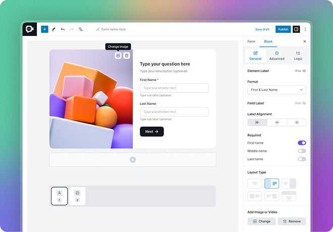 FormGent drag-and-drop form builder interface